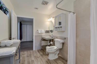 A clean and modern bathroom setting