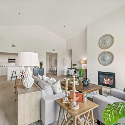 Interior view of a modern living room with decor
