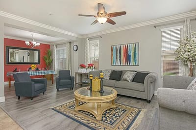 Cozy living room with seating and decor