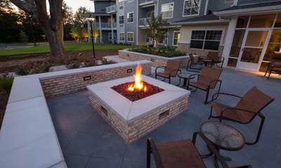 Cozy outdoor fire pit surrounded by seating