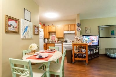 Cozy kitchenette with dining table and decor