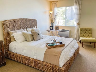 Cozy private bedroom with a cozy bed and decor