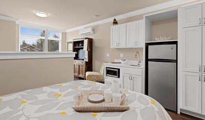 Cozy kitchenette area in a resident unit
