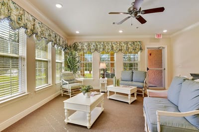 Comfortable common area with seating and natural light