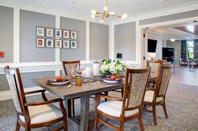 Common area with a dining table and decor