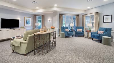 Comfortable common area with seating and decor