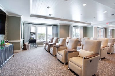 Interior view of a common area with seating