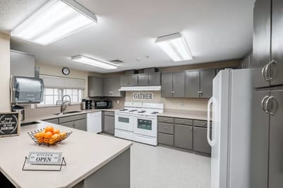 Bright and spacious kitchen area with modern appliances