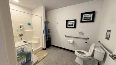 Accessible bathroom in a resident room