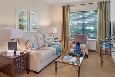 Cozy interior living space with a sofa and decor