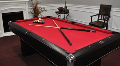 Pool table set up in a recreational area