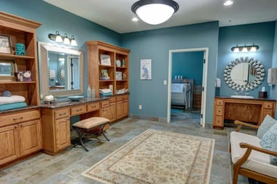 Interior view of a cozy common area with furniture