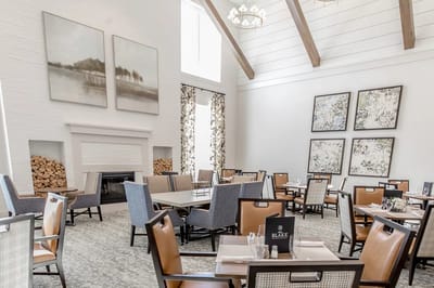 Elegant dining area with modern decor and seating