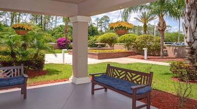 View of well-kept outdoor space with seating