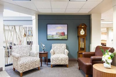 Cozy interior seating area in a senior living facility