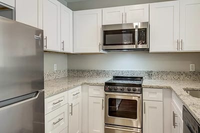 Modern kitchen with stainless steel appliances