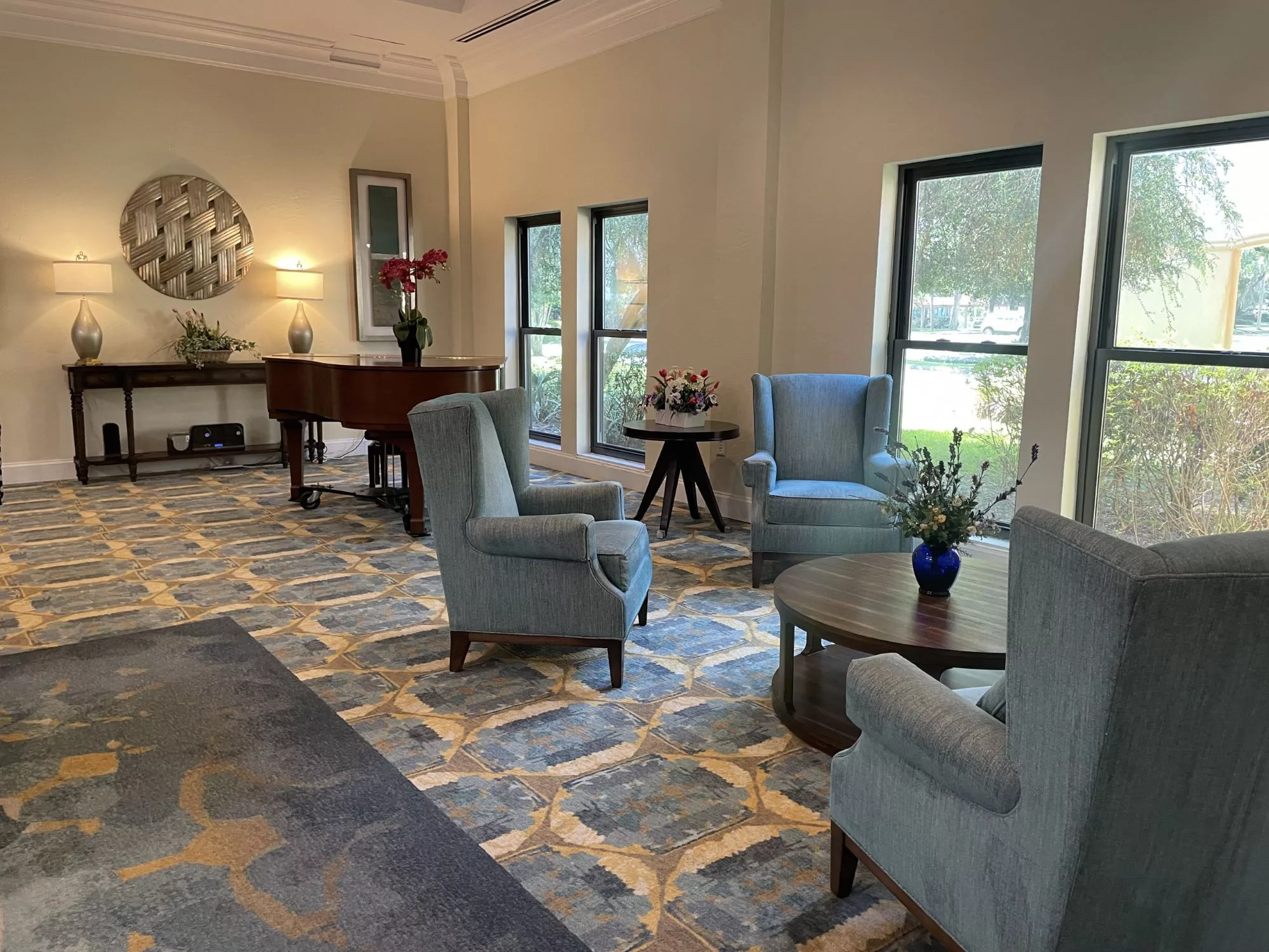 Welcoming common area with seating and natural light