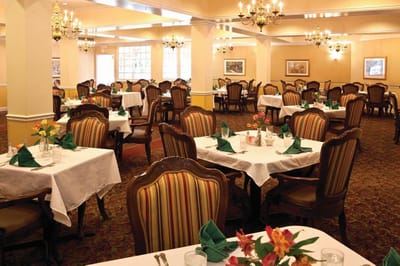 Elegant dining room setup in the facility