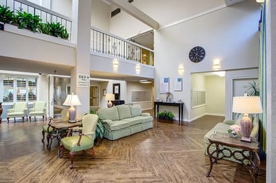 Bright and inviting lobby area with seating