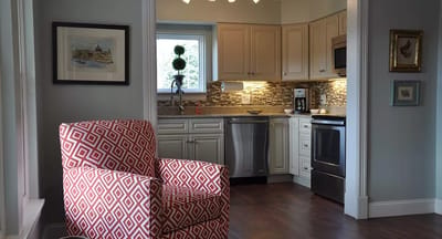 Bright kitchen area in a senior living facility