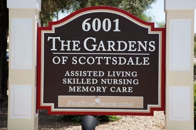 Outdoor sign for The Gardens of Scottsdale facility