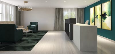 Bright and modern interior lobby area