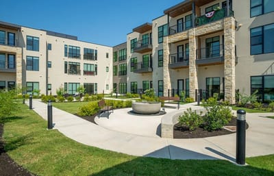Beautiful outdoor space with seating and landscaping