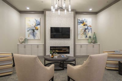 Interior common area with seating and artwork