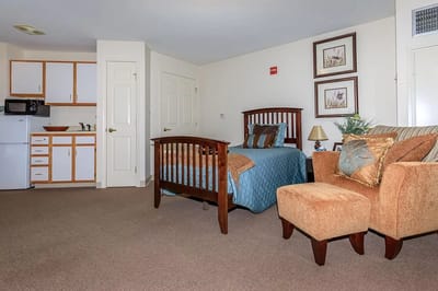 Cozy private resident room with furniture