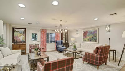 Interior common area with seating and artwork