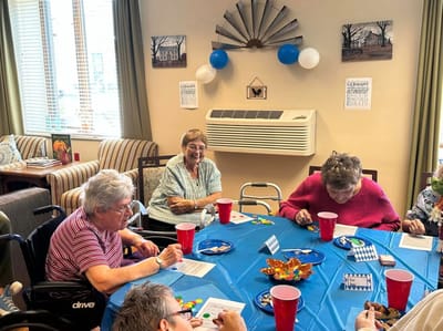 Residents participating in an activity in a common area