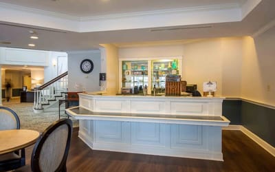 Interior view of the reception area in the facility
