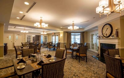 Elegant dining room setup with table settings