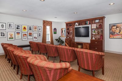 Cozy common area with seating and entertainment options