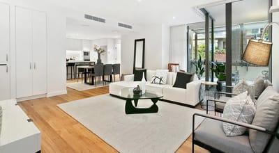 Bright interior view of a modern living room