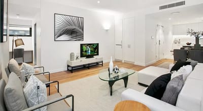Modern interior living space with furniture