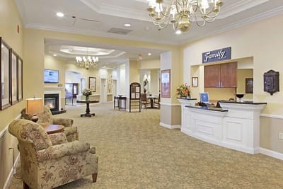 Bright and welcoming reception area in the facility