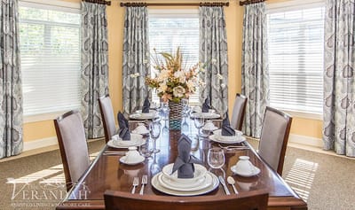 Beautifully set dining room ready for a meal