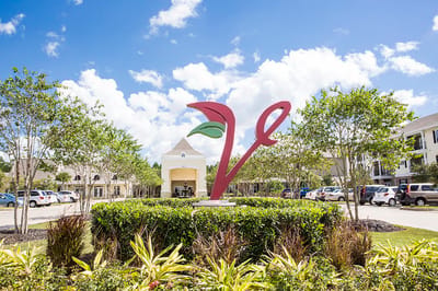 Large outdoor logo feature at The Verandah