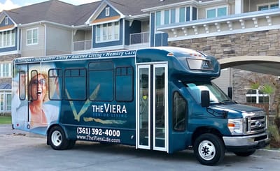 Facility transportation vehicle parked outside