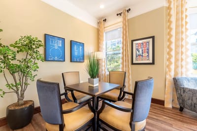 Interior seating area with decorative elements