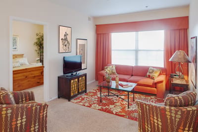 Cozy interior living room with orange accents