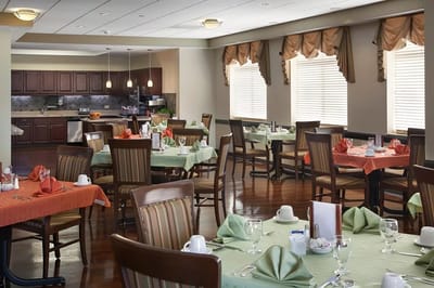 Dining room with elegant table settings
