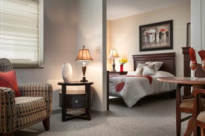 Cozy private room in a senior living facility