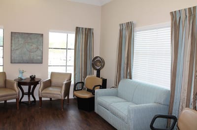 Comfortable sitting area with natural light