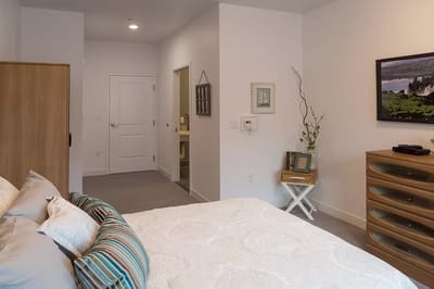 Bright interior of a private resident room