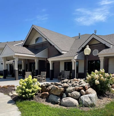 Exterior view of the Valley Lakes facility with landscaping