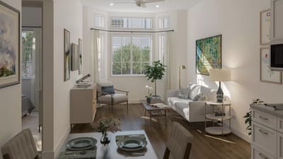 Bright interior of a modern resident suite