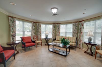 Comfortable seating area in a senior living facility