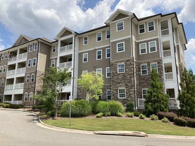 Exterior view of a multi-story assisted living facility